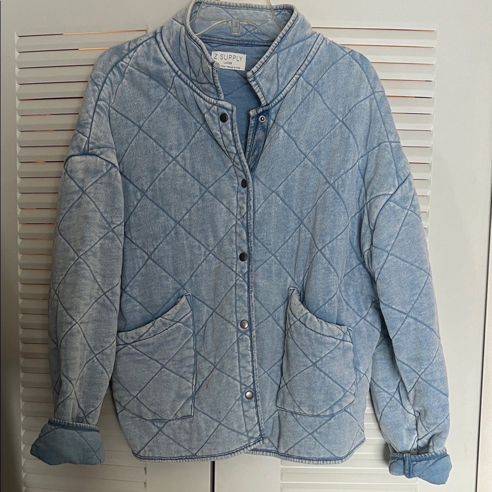 Z Supply Light Blue Quilted Jean Jacket